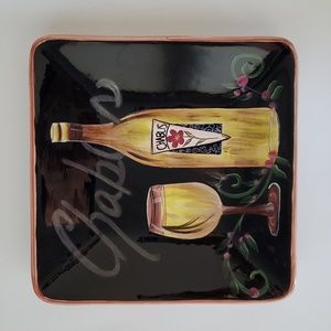 Certified International Kate McRostie Chablis Wine Square Ceramic Cheese Plate